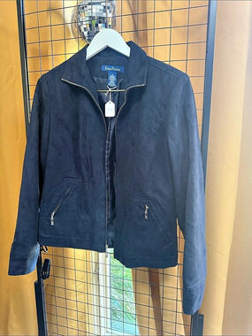 Evan-Picone Faux Suede Full Zip Jacket Blue Size 8